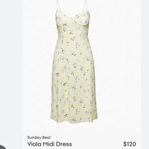 Aritzia Women's Viola midi Yellow and Cream Dress